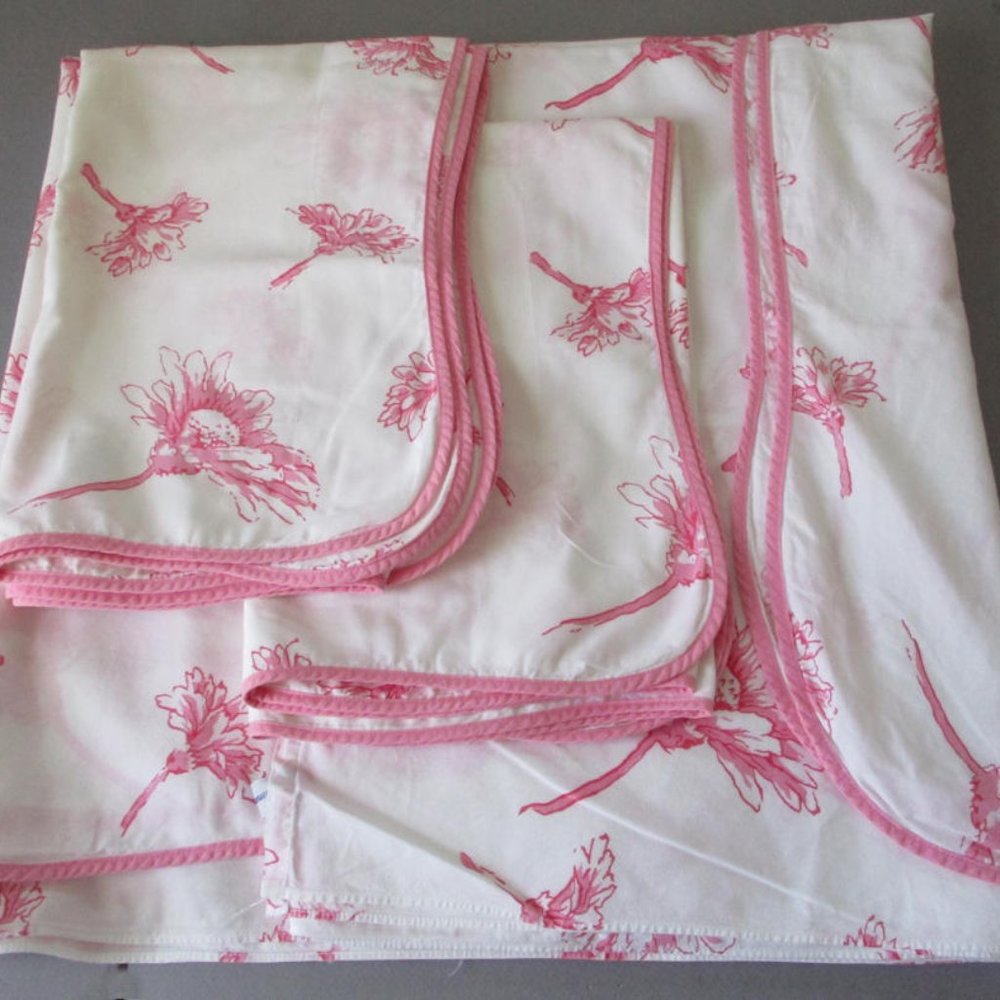 Vintage PORTHAULT Flat Sheet 118" + Pr 32" Shams